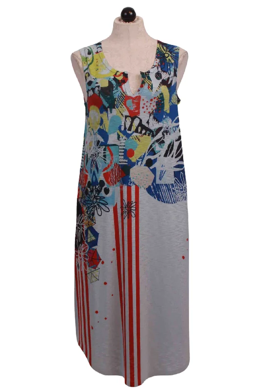 Sleeveless V Neck Parade Colors Dress-Inoah