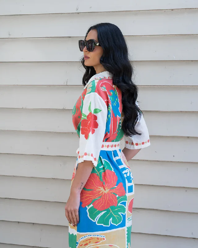 Jungle Bloom Linen Dress Multi Brights