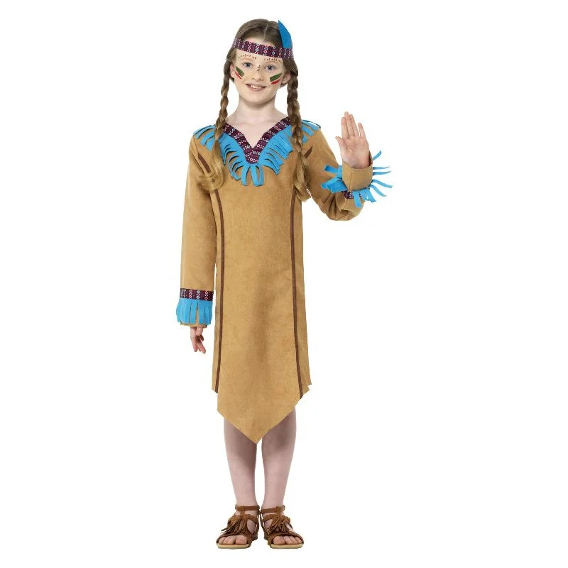 Native American Inspired Girl Costume Brown Dress And Headband