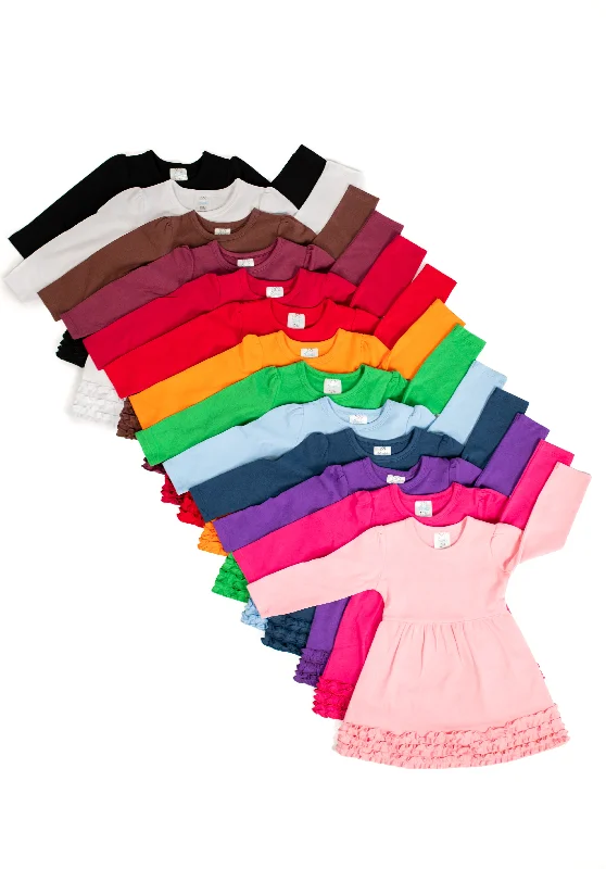 Girl's Long Sleeve Ruffle Empire Waist Dress (Youth)