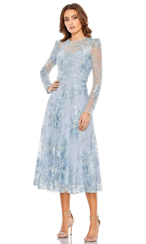 Mac Duggal 68020 - Long Sleeve Tea-Length Evening Dress