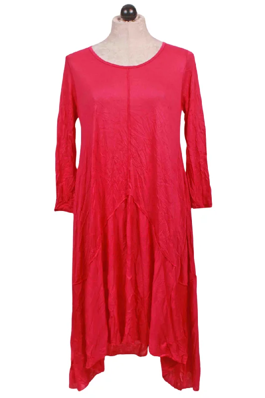Fuschia Crinkle Hi Low Dress-Reina Lee