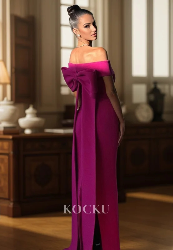 L3108 - Gorgeous & Charming Off-Shoulder Satin Evening Party Prom Dress With Bowknot L3108 - Gorgeous & Charming Off-Shoulder Satin Evening Party Prom Dress With Bowknot