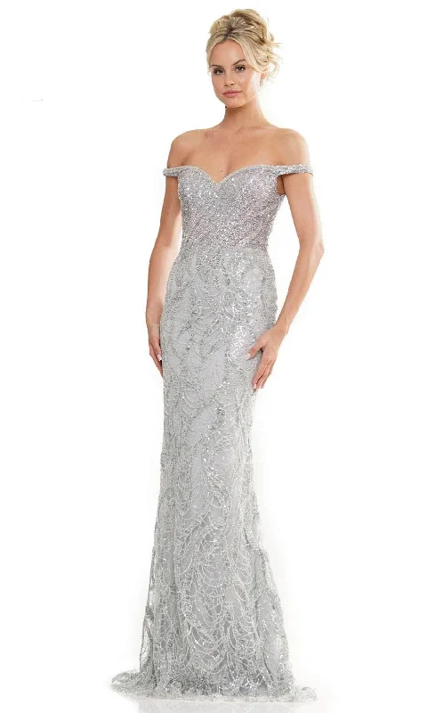 Marsoni by Colors MV1257 - Off Shoulder Embellished Evening Dress