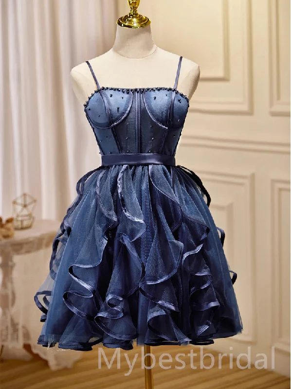 Cute Square Sleeveless A-line Short Mini Homecoming Dress,  HDS0116