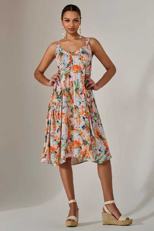 A-Line Pocket Smock Dress, Multi Floral