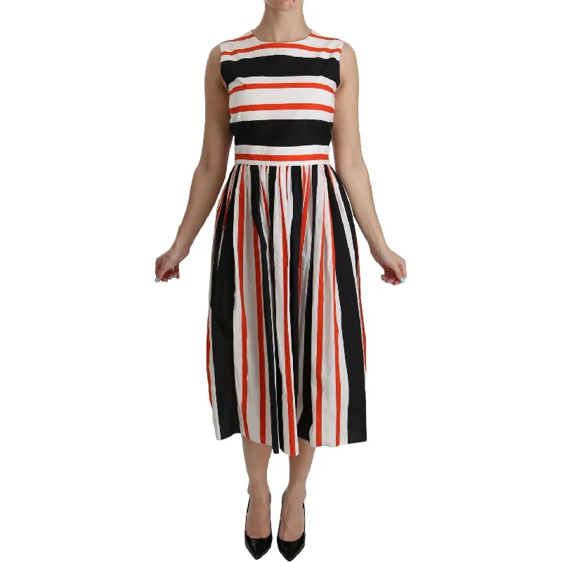 Dolce & Gabbana A-Line Pleated Midi Fashion Dress