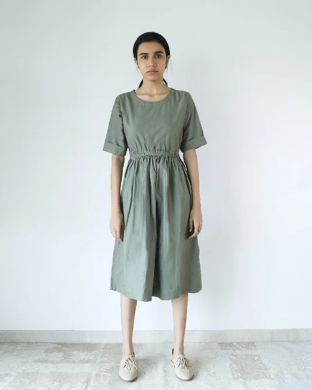 Olive Elasticated Waist Dress