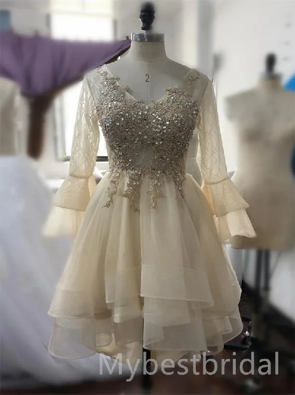 Elegant Long sleeves A-line Short Mini Homecoming Dress,  HDS0122