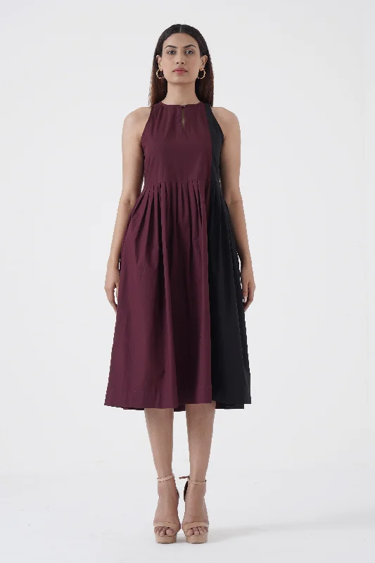 Pleated dress - Wine