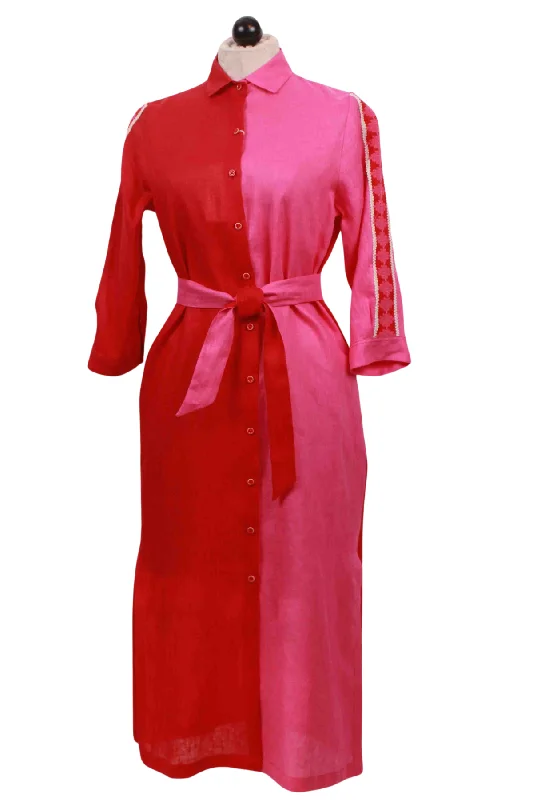 Antonella Red Linen Dress-Vilagallo
