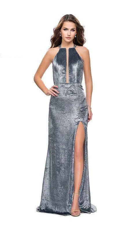 La Femme 25861SC - Illusion High Halter Evening Dress