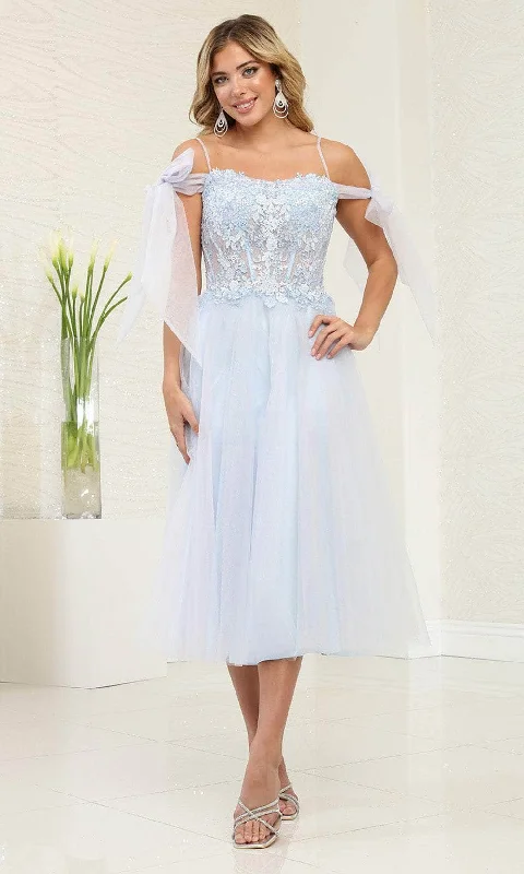 May Queen MQ2089 - Floral Appliqued A-Line Prom Dress
