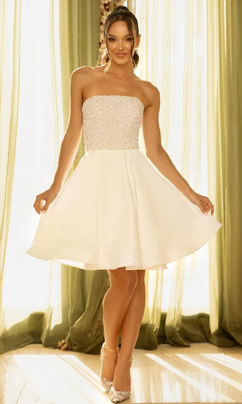 Terani Couture 242C3055 - Straight Across A-Line Cocktail Dress
