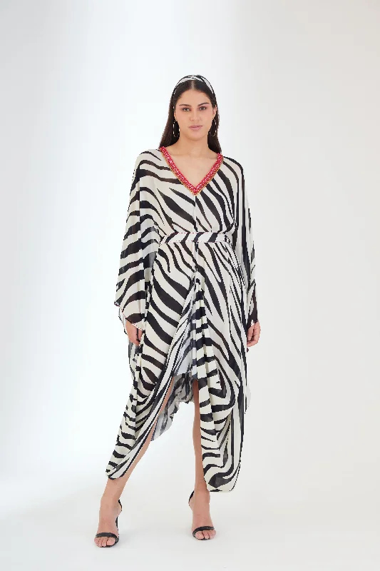Black & White Kaftan Dress
