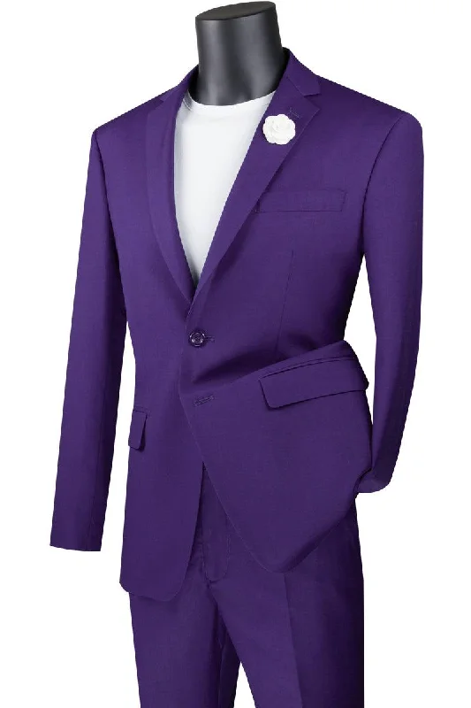 "Elevate Your Prom or Wedding with the Vinci Modern Fit Purple Suit: A Timeless Style for Unforgettable Moments" Purple Prom Dress
