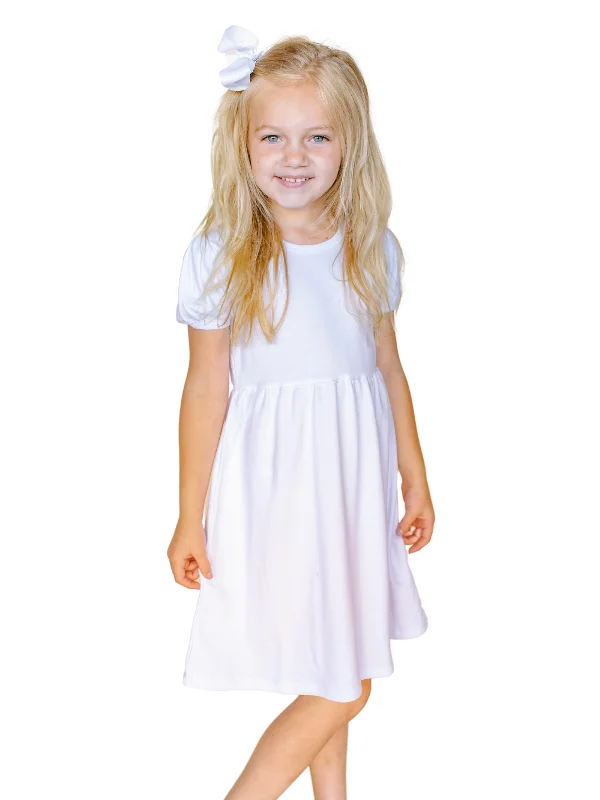 Girl's Short Sleeve Puff Empire Waist Dress