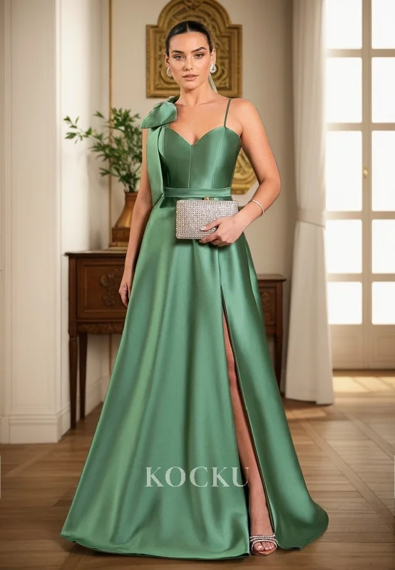 L3102 - Classic & Timeless Straps A-Line Sweetheart Satin Split Evening Party Prom Dress L3102 - Classic & Timeless Straps A-Line Sweetheart Satin Split Evening Party Prom Dress