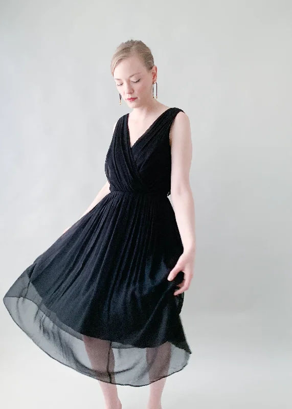 Vintage 1950s Gigi Young Black Chiffon Dress