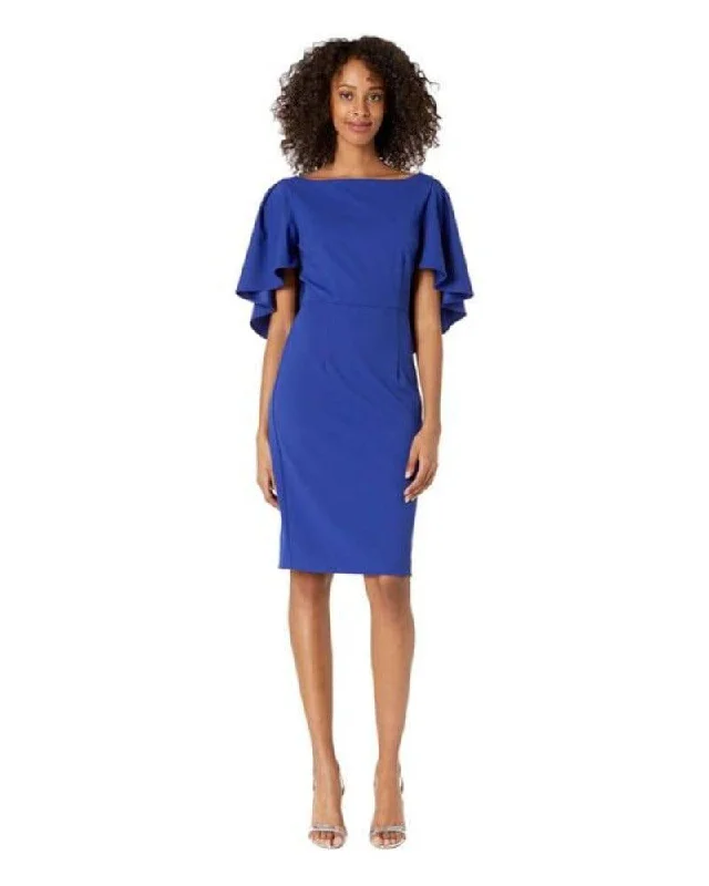 Trina Turk Sapphire Blue Cape Sleeve Dress