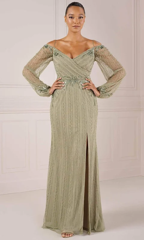 Adrianna Papell Platinum 40437 - Beaded Bishop Sleeve Dress