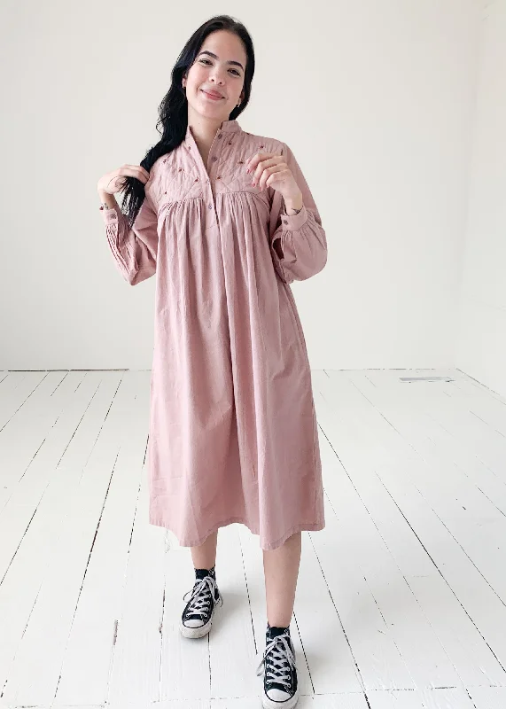 Vintage 1970s Mauve Indian Cotton Dress