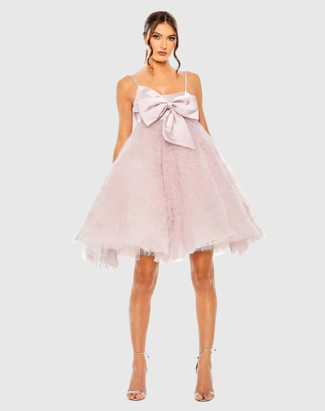 Bow Front Tulle Mini Dress Trendy Wraparound Mini Dress