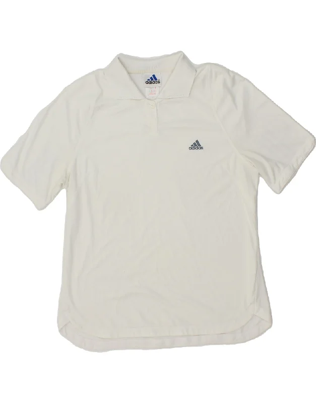 ADIDAS Womens Polo Shirt UK 16 Large White Polyester Comfortable Pocket Short Shirt