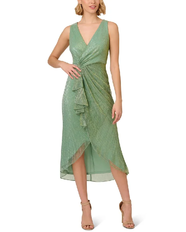 Adrianna Papell Nailhead Crinkle Midi Dress Trendy Square Neck Midi Dress