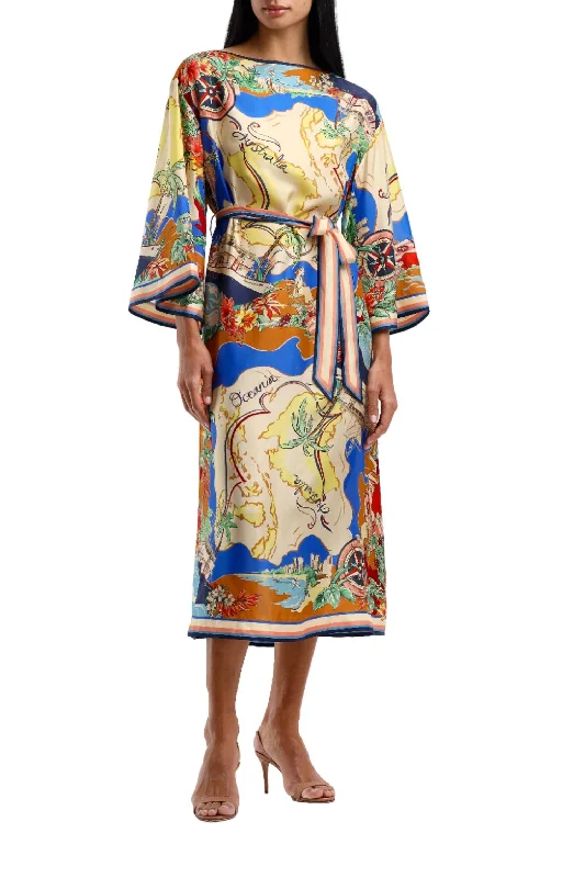 Alight Midi Dress In Nautical Map Elegant Sleeveless Midi Dress