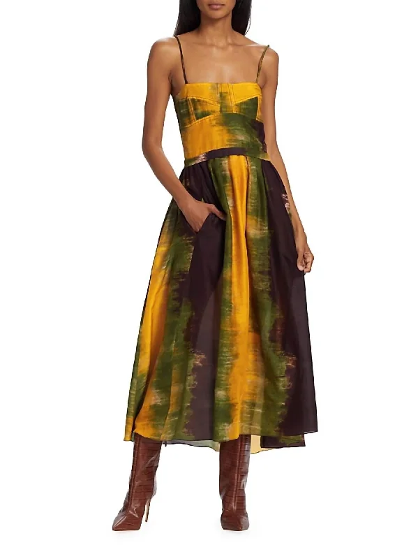 Amazonas Maive Midi Dress In Yellow Ombre Stylish Silk Midi Dress