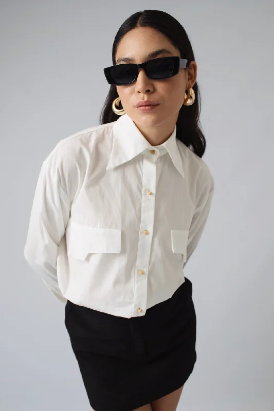 Amina Shirt Gold Version Relaxed Cotton Short Blouse