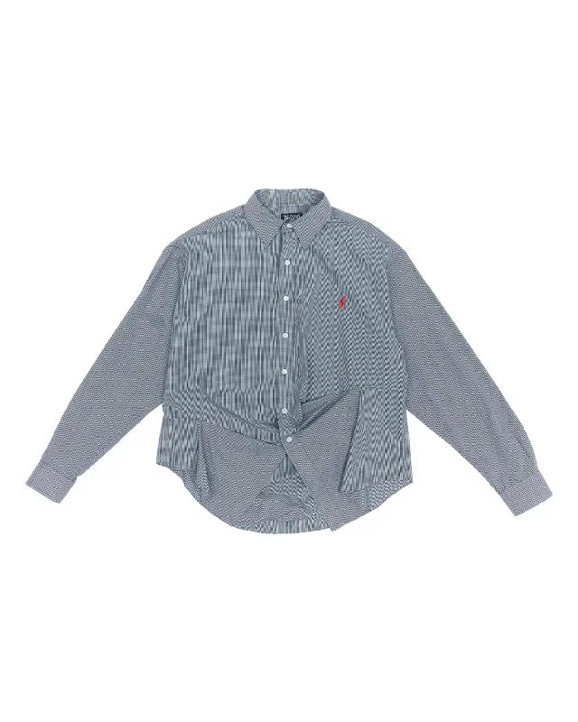 Amnesia Tucked Shirt - Mini Check Casual Short Sleeve Top