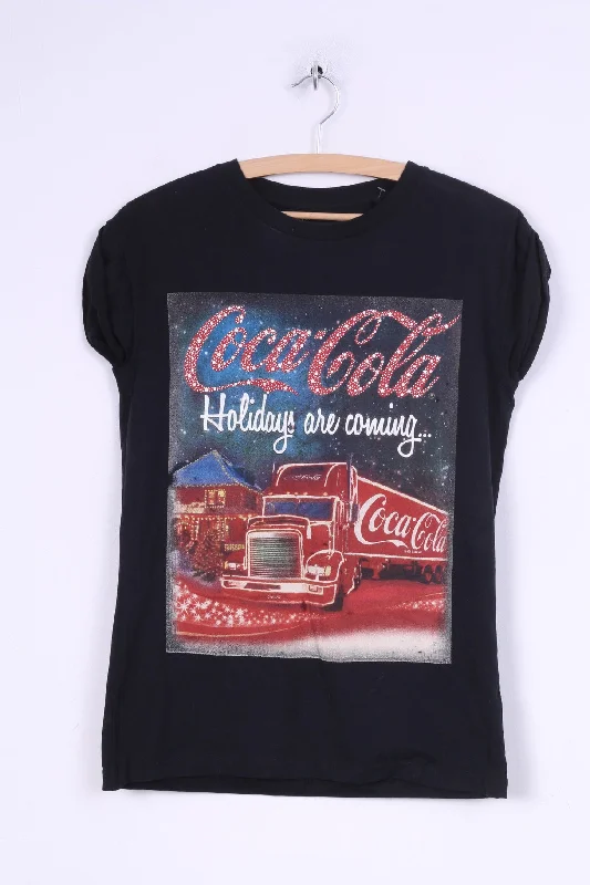 Atmosphere Womens 34 Graphic Shirt Coca-Cola Holidays are coming.. Relaxed Cotton Short Shirt