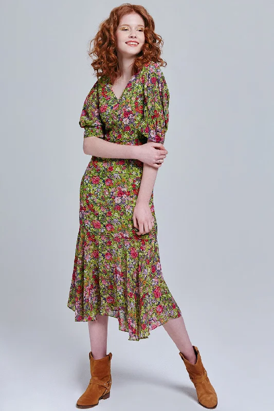 Aysha Floral Midi Dress Fashionable Wide Leg Midi Dress