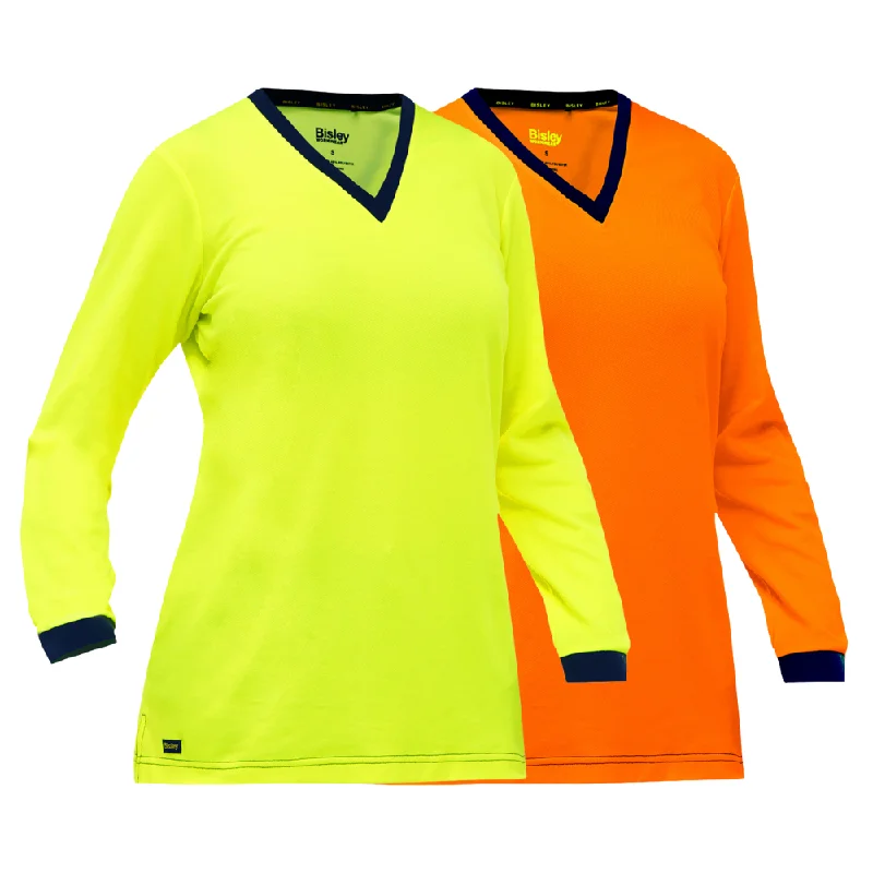 Bisley 310W6118 Non-ANSI Women's Long Sleeve Shirt Chic V-Neck Short Blouse