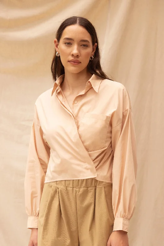 Boxy Shirt | Blush Casual Ruffle Short Shirt
