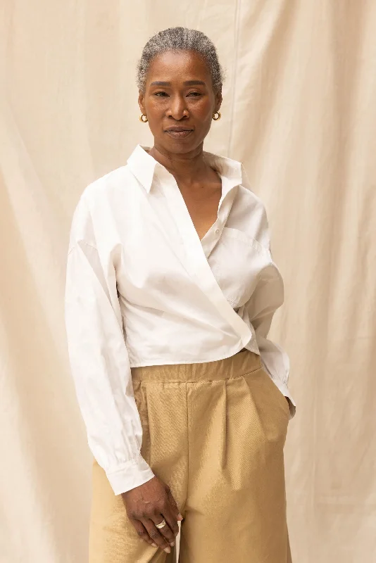 Boxy Shirt | Chalk Elegant Longline Short Shirt