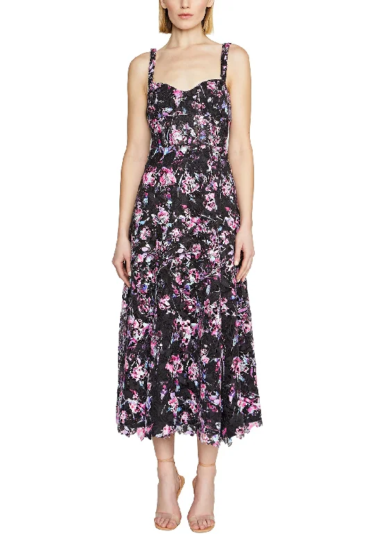 Floral Lace Midi Dress Elegant Maxi-Midi Hybrid Dress