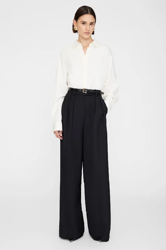 Braxton Shirt - Ivory Chic Silk Short Sleeve Shirt
