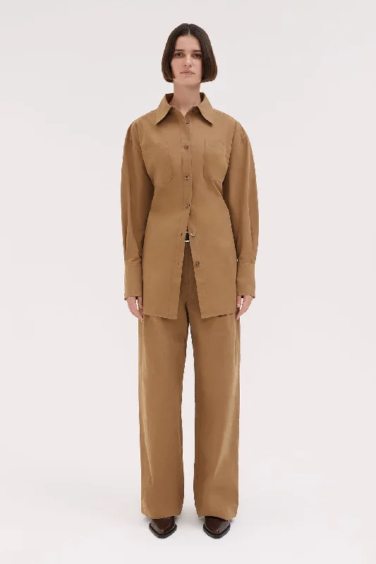 Bruna Belted Shirt Trendy Ruffled Short Sleeve