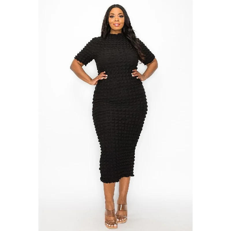 BUBBLE POP BODYCON MIDI DRESS Comfortable Short Sleeve Midi Dress