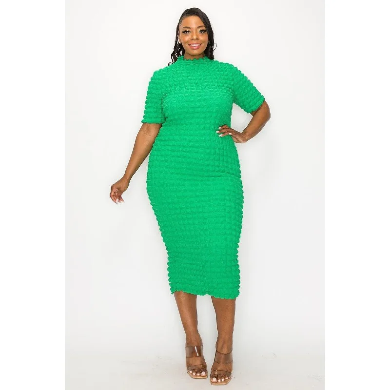 Bubble Pop Bodycon Midi Dress Stylish High-Waisted Midi Dress