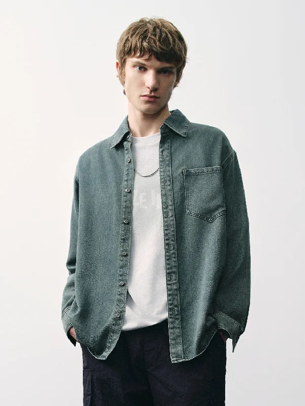 Button Up Denim Shirt Classic Denim Short Sleeve