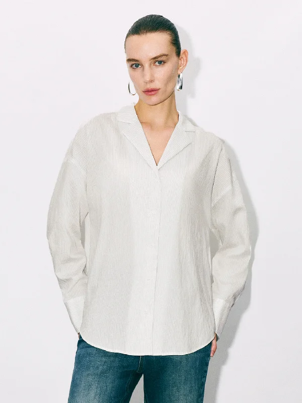 Button Up Loose Shirt Modern Short Sleeve Top