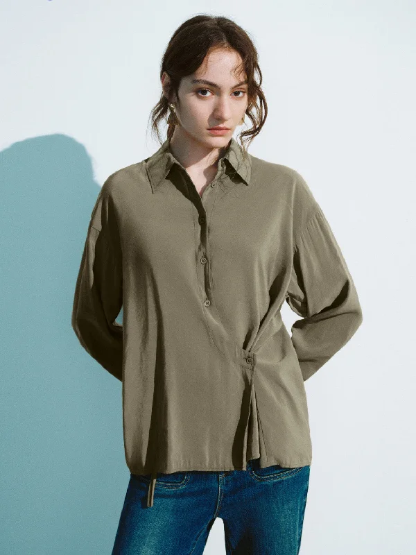 Button Up Loose Shirt Cozy Cotton Short Tee