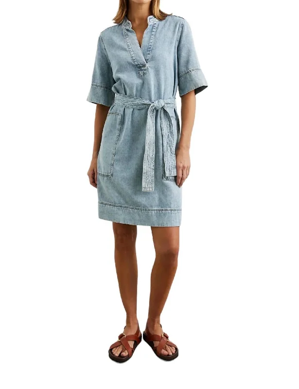 Chancey Midi Dress In Faded Indigo Trendy Bodycon Midi Dress