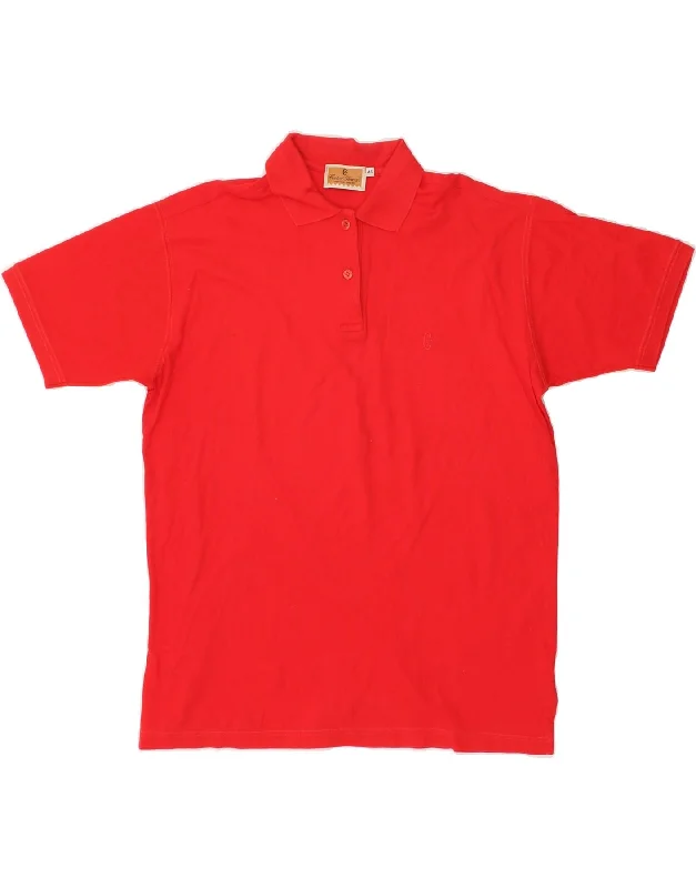 CONTE OF FLORENCE Womens Polo Shirt IT 48 XL Red Elegant Draped Short Sleeve