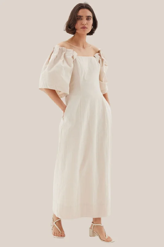 Sovere - Origami Midi Dress in Vanilla Chic Bohemian Midi Dress
