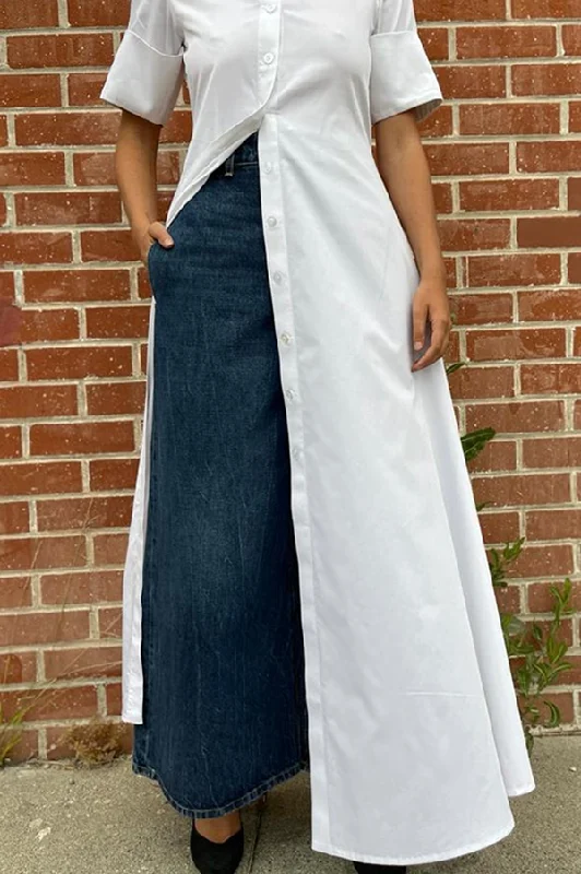 Cotton Midi Dress in White Fashionable Pencil Midi Dress